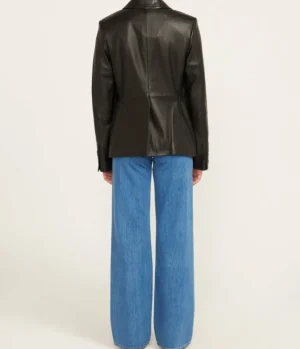 Jackets & Outerwear-Loulou Studio Aldo Leather Jacket in Black