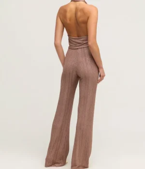 Pants-Aaizel A-Line Knit Pant in Metallic Toffee