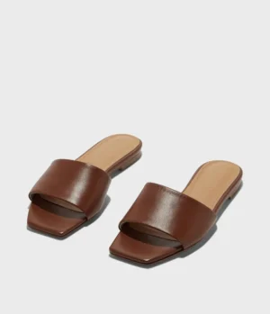 Flat Sandals-Aeyde Anna Nappa Sandal in Leather Brown