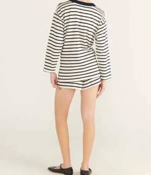 Shorts-Posse Archie Short in Navy and Cream Stripe