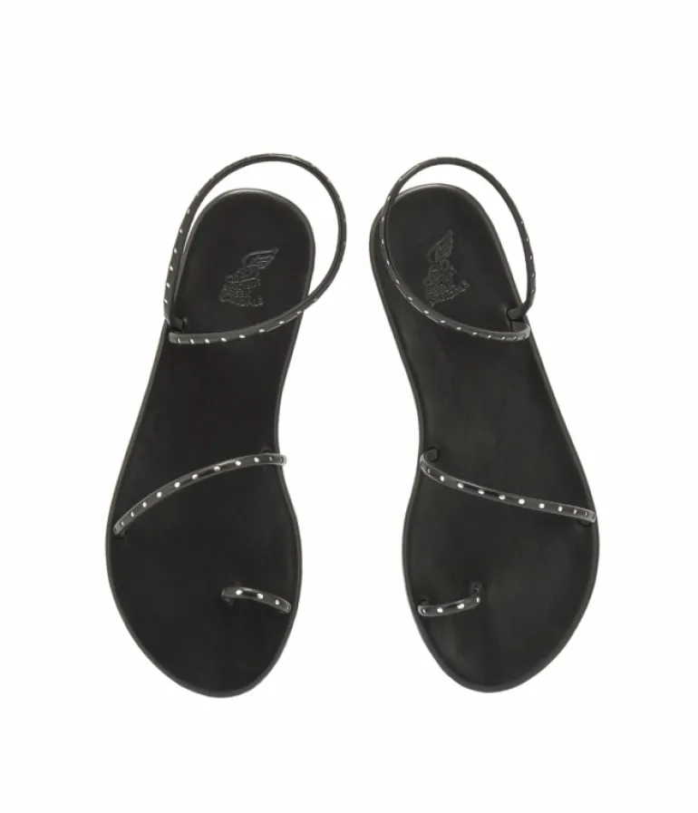 Flat Sandals-Ancient Greek Sandals Astro Flat Sandal in Black & Silver