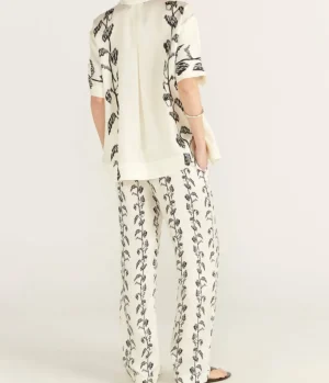 Pants-Asceno Aurelia Silk Trouser in Ecru Vine