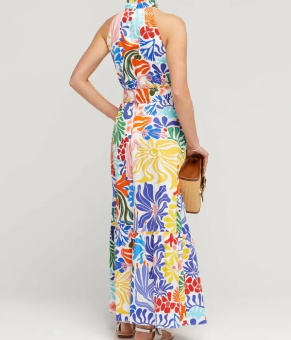 Dresses-Borgo De Nor Biba Cotton Sleeveless Shirt Dress in Sea Sunbath
