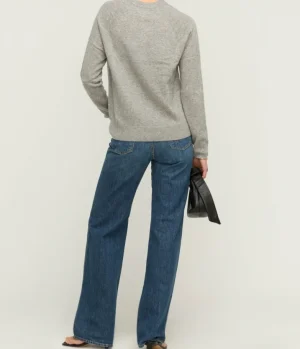 Knitwear-Samsoe Samsoe Boston Round Neck Sweater in Grey Melange