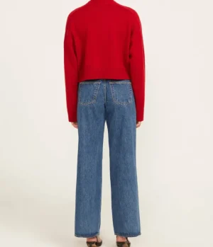Knitwear-Loulou Studio Bruzzi Cashmere Sweater in Bugundy Red