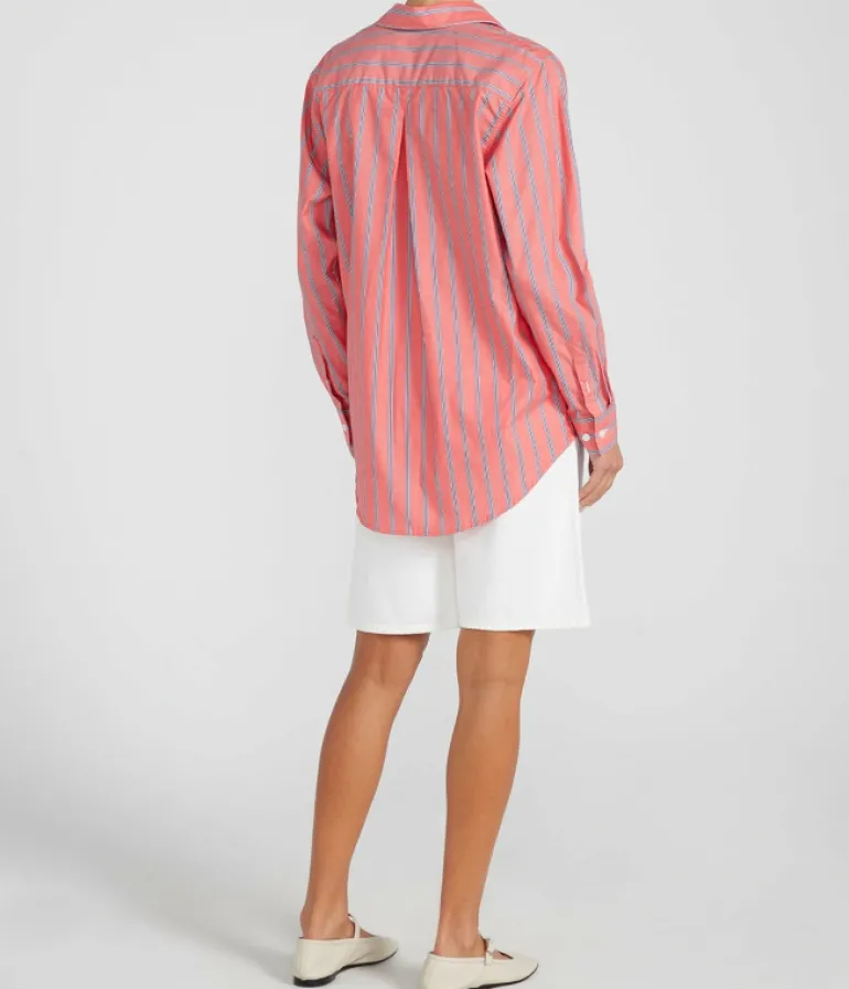 Tops-Yaitte Buoy Shirt in Coral Stripe