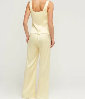 Tops-Maison Essentiele Button Down Vest in Pale Yellow