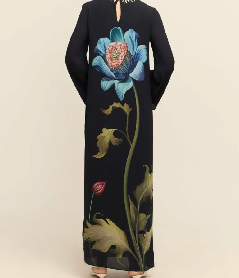 Dresses-Borgo De Nor Capucine Crepe Dress in Painterly Flower