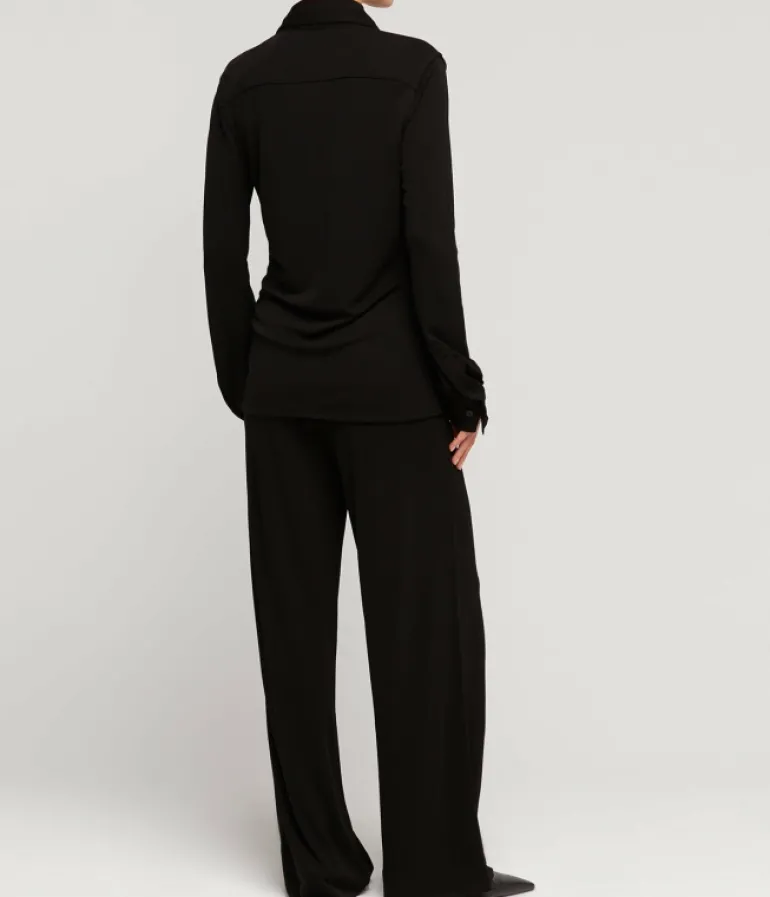 Tops-Refine Carol Long Sleeve Jersey Shirt in Black