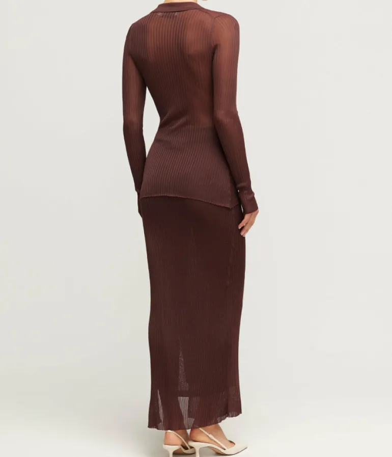 Skirts-Anna Quan Carrie Midi Skirt in Cocoa