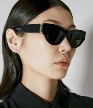 Sunglasses-Saint Laurent Cat-eye Monogram Sunglasses in Black