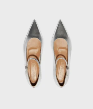 Flat Shoes-Aeyde Cleo Nappa Flat in Silver