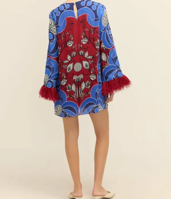 Dresses-Borgo De Nor Cocoa Crepe Mini Dress in Enchantress Burgundy and Blue