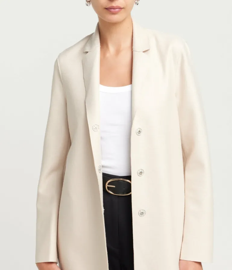 Jackets & Outerwear-Harris Wharf London Cocoon Coat in Cream