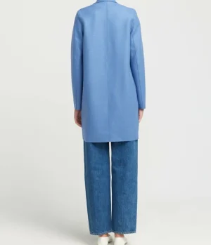 Jackets & Outerwear-Harris Wharf London Cocoon Coat in Denim Blue