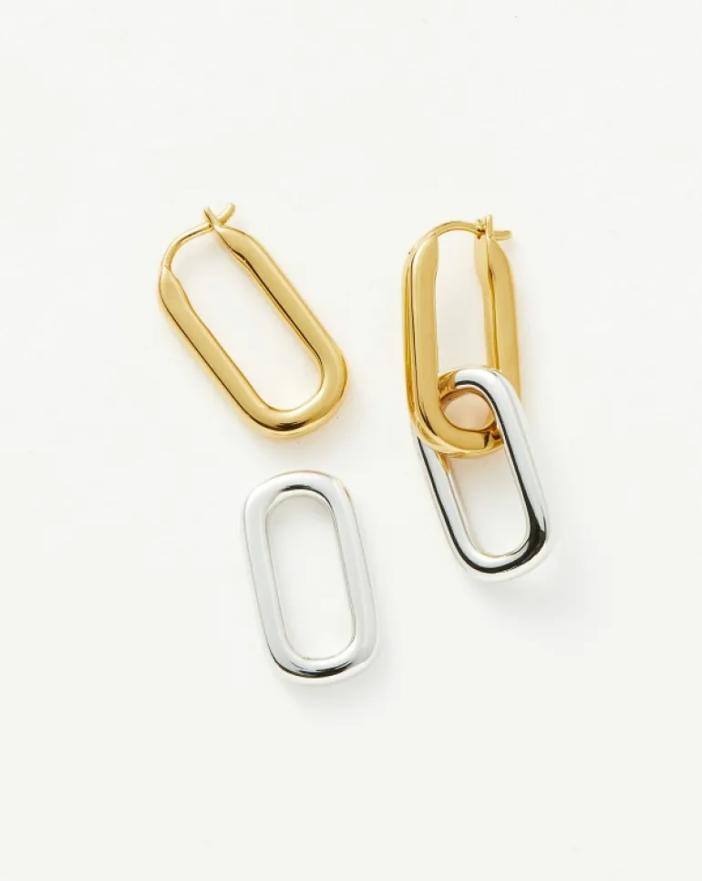 Jewellery | Earrings-Missoma Convertible Ovate Double Link Hoop Earrings in Gold and Rhodium