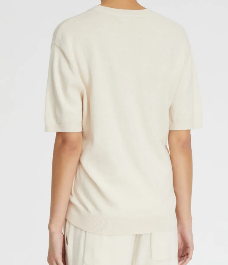 Knitwear-Lee Mathews Cotton Cashmere Tee Oat Neutral