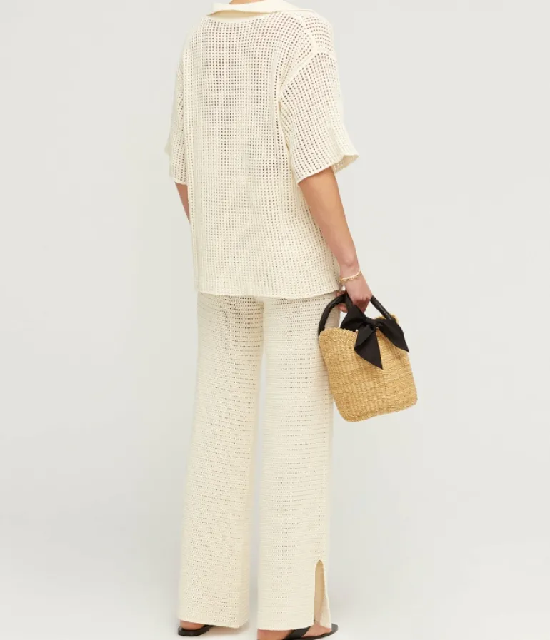 Pants-Zulu & Zephyr Cotton Crochet Pant in Milk