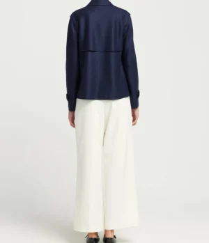 Jackets & Outerwear-Mode Sportif Cropped Trench in Navy Blue