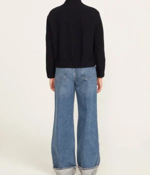 Jackets & Outerwear-Harris Wharf London Cropped Wool Bomber Jacket in Navy