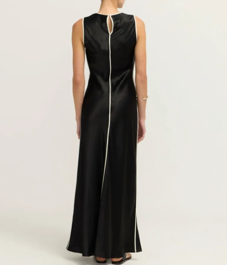 Dresses-Third Form Crush Contrast Bind Maxi Tank Dress in Black and Cream