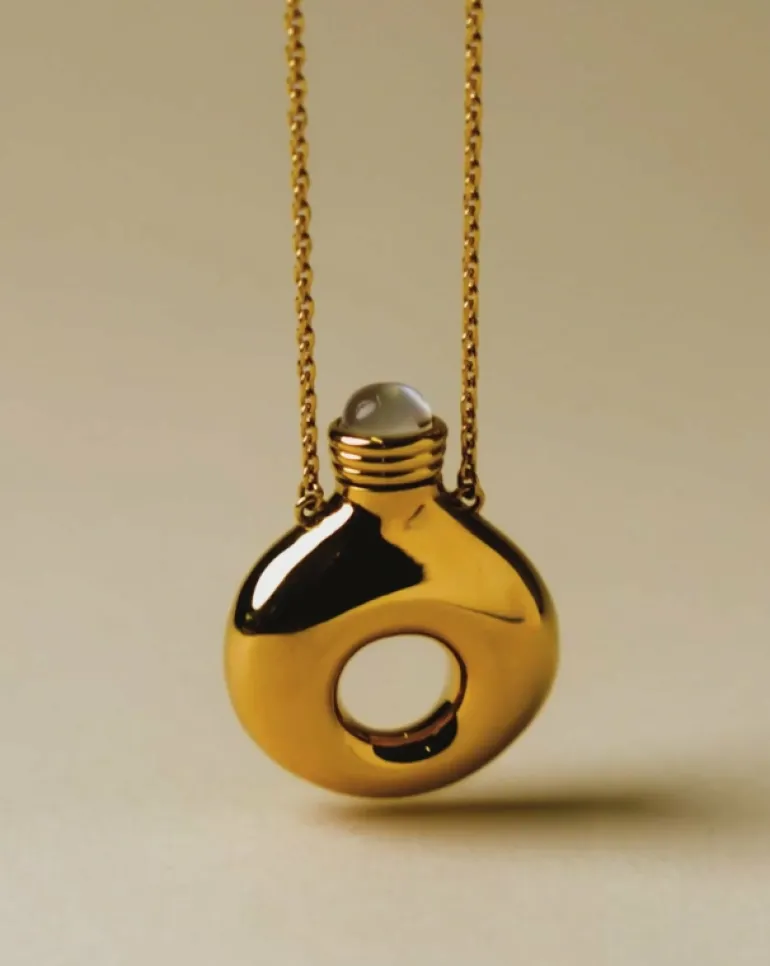 Jewellery | Necklaces-Missoma Donut Bottle Pendant Necklace with Mother of Pearl in Gold