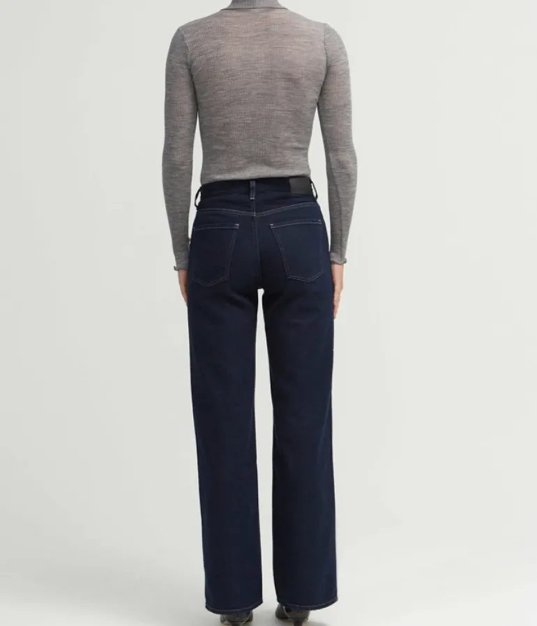 Tops-Samsoe Samsoe Doudo Thin Ribbed Turtle Neck Top in Grey Melange