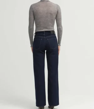 Tops-Samsoe Samsoe Doudo Thin Ribbed Turtle Neck Top in Grey Melange