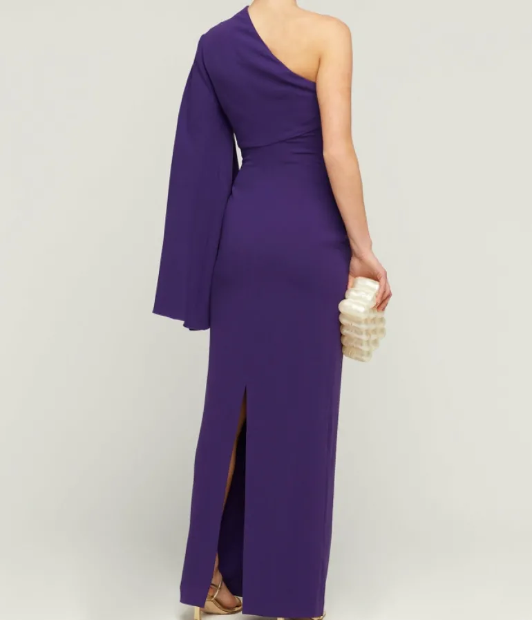 Dresses-Solace London Elisa Woven Crepe Maxi Dress in Amethyst