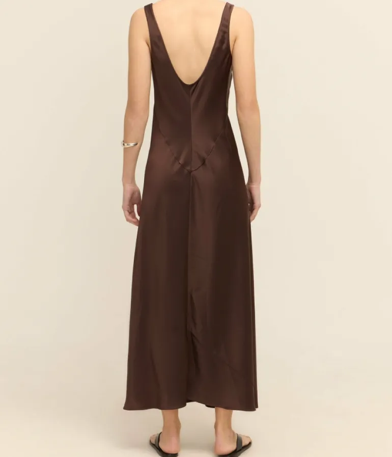 Dresses-A.Emery Esther Satin Dress in Chocolate