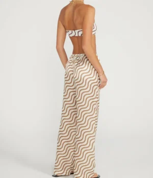 Pants-Yaitte Fiji Silk Blend Trouser in Sand Wave Stripe