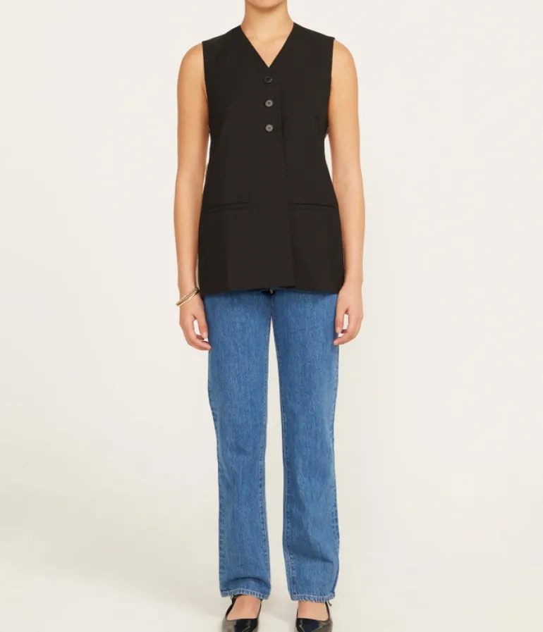 Tops-Lee Mathews Fiore Vest in Black