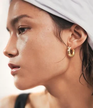 Jewellery | Earrings-Anni Lu Gem In A Hoop Earring in Gold