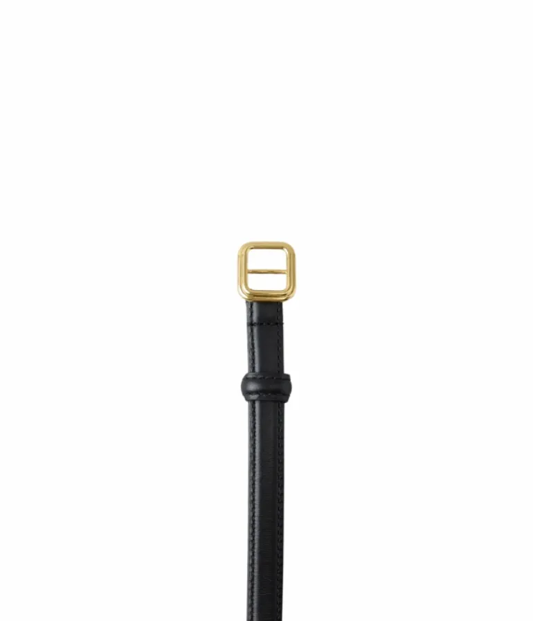 Belts-Lie Studio Georgia Slim Belt in Black with Gold