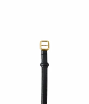 Belts-Lie Studio Georgia Slim Belt in Black with Gold