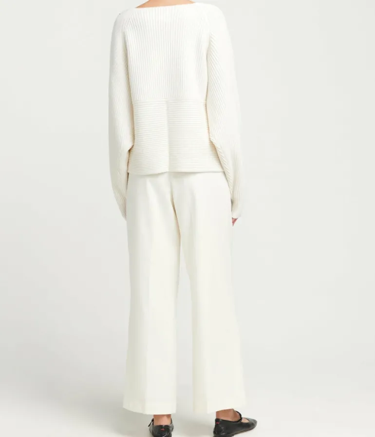 Knitwear-Almada Gia Cashmere and Merino Cross Wrap Sweater in Ivory