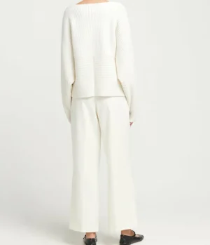 Knitwear-Almada Gia Cashmere and Merino Cross Wrap Sweater in Ivory