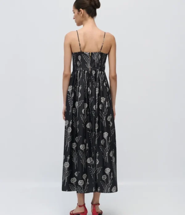 Dresses-Oroton Graphic Dandelion Print Sundress in Black