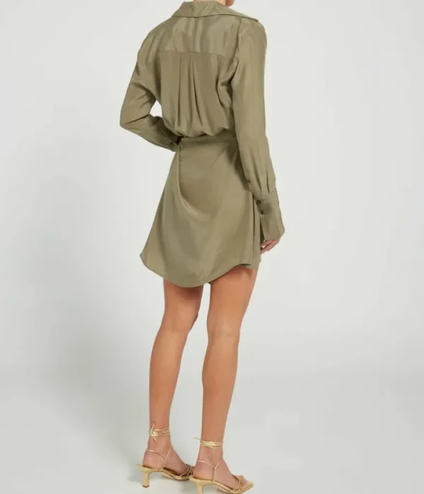 Dresses-Gauge81 Gravia Silk Long Sleeve Dress in Cumin