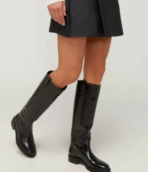 Boots-Aeyde Henry Pull on Calf Leather Boot in Black