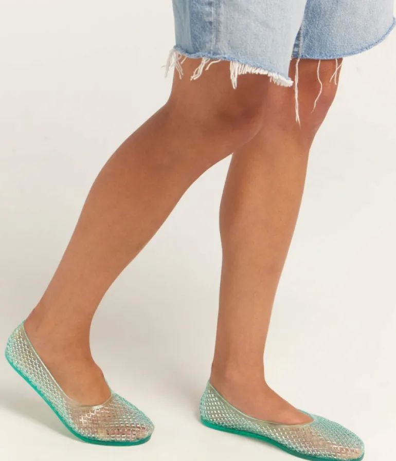 Flat Shoes-Ancient Greek Sandals Iro Jelly Flat in Aqua