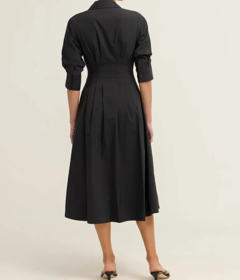 Dresses-Simkhai Jazz Pintuck Midi Dress in Black