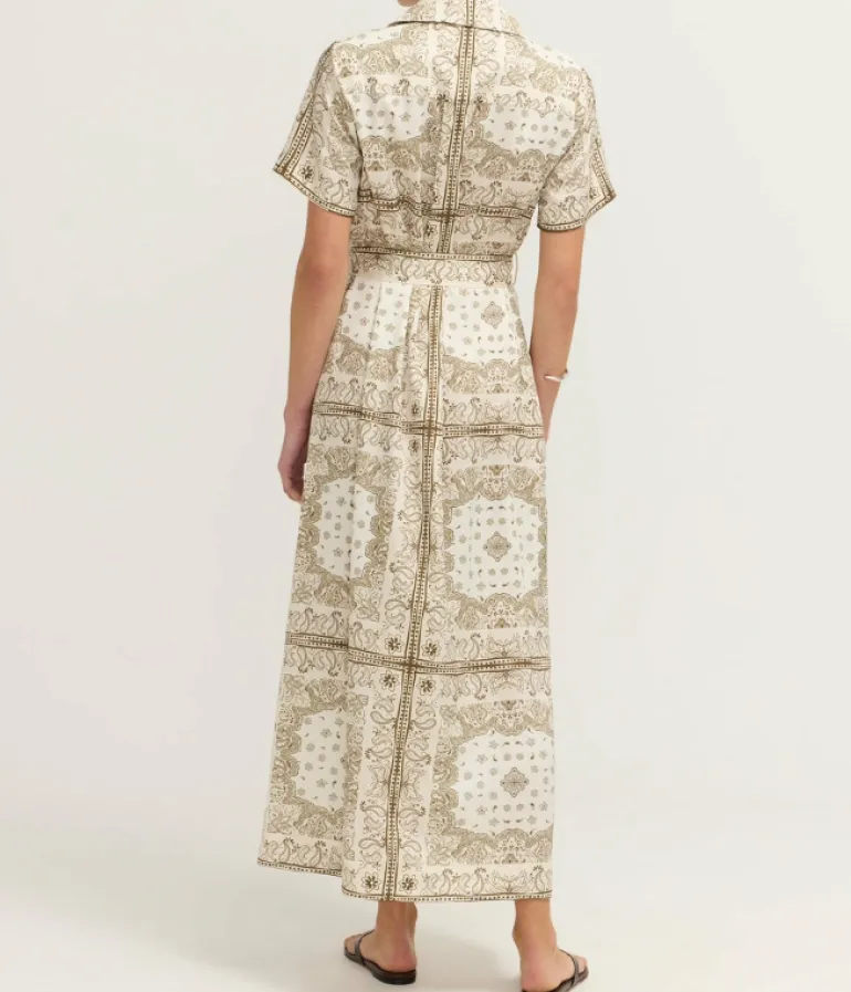 Dresses-Hansen & Gretel Joe Midi Dress in Beige Bandana