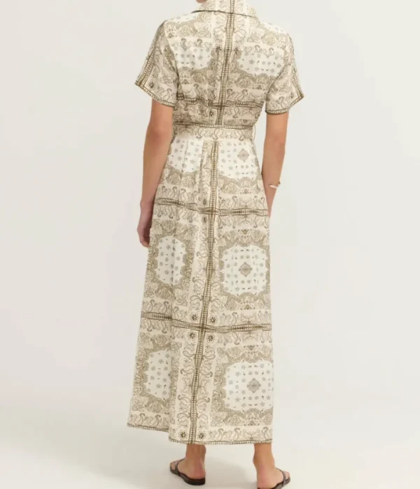 Dresses-Hansen & Gretel Joe Midi Dress in Beige Bandana