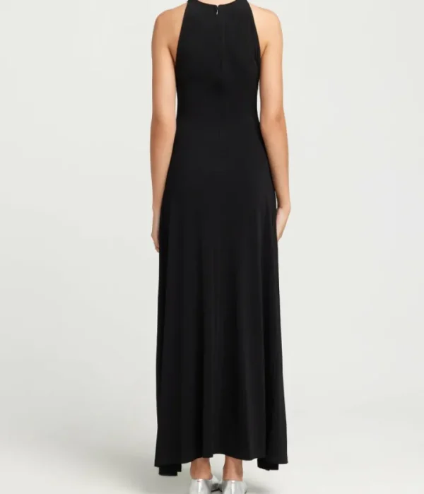 Dresses-Solid and Striped Jonati Halter Dress in Noir