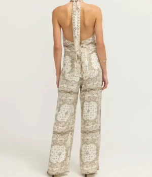 Tops-Hansen & Gretel Junie Halter Top in Beige Bandana
