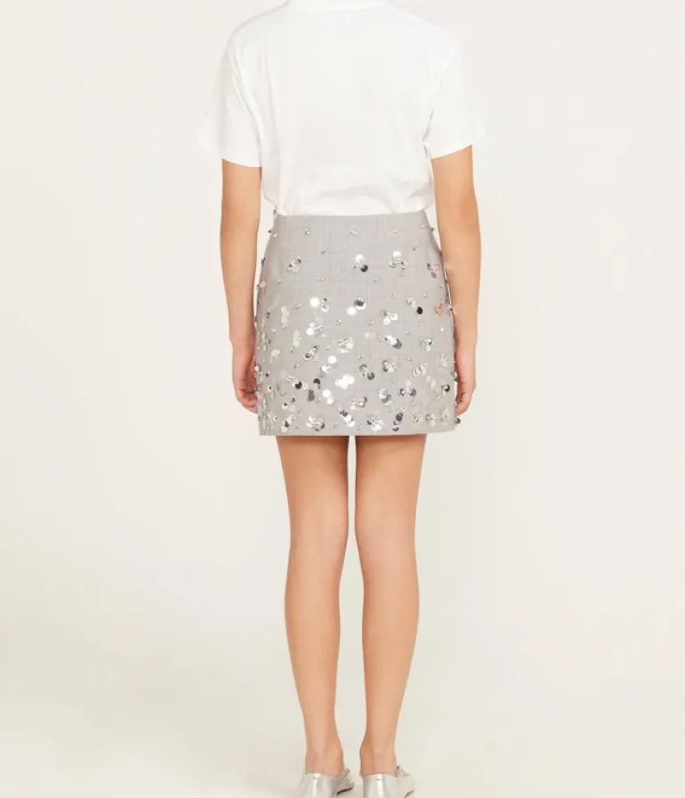 Skirts-Simkhai Larissa Embelished Mini Skirt in Heather Gray