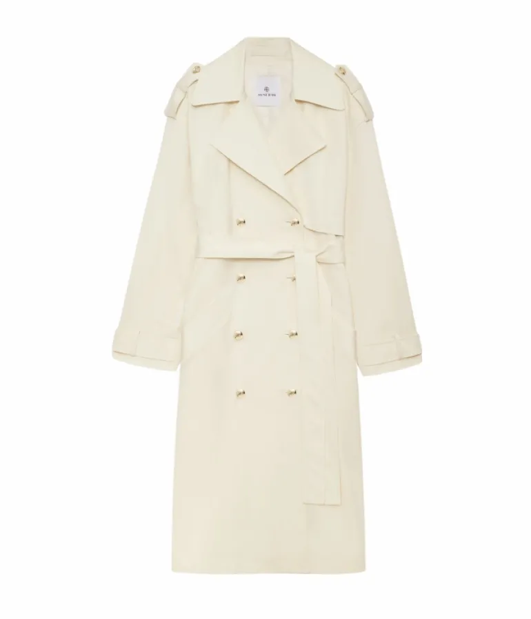 Jackets & Outerwear-Anine Bing Layton Trench in Cream