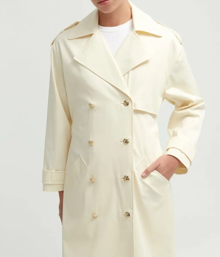 Jackets & Outerwear-Anine Bing Layton Trench in Cream