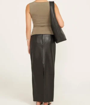 Skirts-St Agni Leather Column Skirt in Black